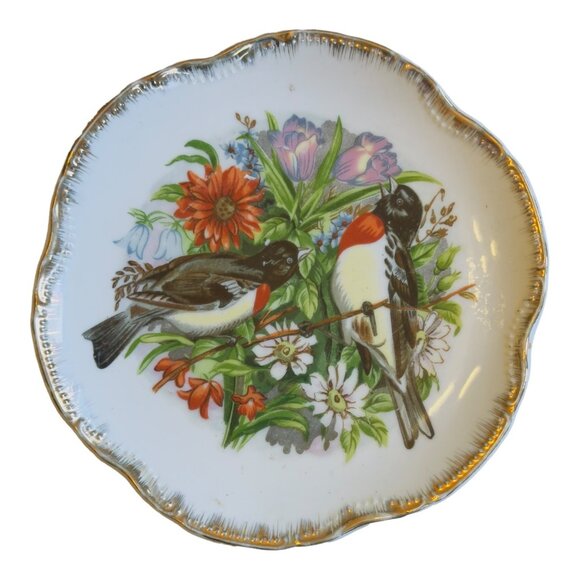 Vintage Red Bird's ARDCO FINE QUALITY DALLAS  PORCELAIN Plate  7.25" w/ Hanger - Picture 5 of 5